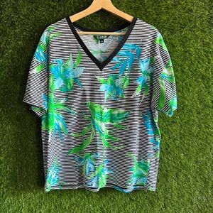 Lauren RL Floral Stripes V-Neck T-Shirt